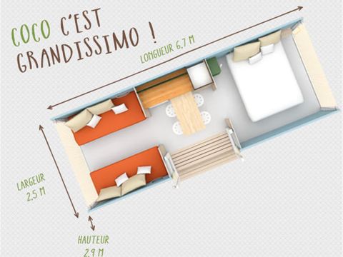 HÉBERGEMENT INSOLITE 4 personnes - COCO SWEET 16M² (2 chambres) SANS SDB 4 pers