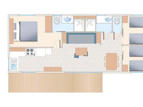 MOBILHOME 8 personnes - LOCATION MOBILHOME 40M² (3 chambres - 2 SDB) PREMIUM TV CLIMATISATION LAVE VAISSELLE 6/8 pers