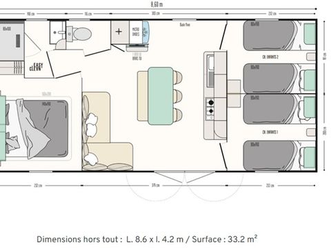 MOBILHOME 4 personnes - Mobil-home Chêne - 3 chambres - personnes supplémentaires possible en supplément, contacter le camping