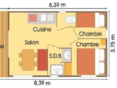 CHALET 4 personnes - Chalet Epicéa - 2 chambres - personnes supplémentaires possible en supplément, contacter le camping