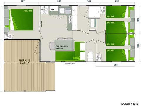 MOBILHOME 6 personnes - Comfort | 3 Ch. | 6 Pers. | Terrasse simple | Clim.