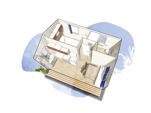 Mobilhome 2 personnes - Escale 20m² - 1 chambre - Télévision