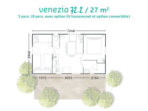 MOBILHOME 5 personnes - Mobil-home Club 5 27m² - 2 chambres + Télévision