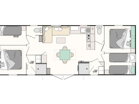 MOBILHOME 8 personnes - Confort 4 chambres 2 sdb 40m²
