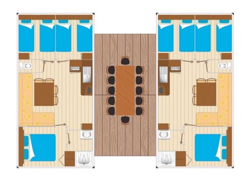 Mobilhome 12 personnes - Mobil-home Tribu 12 personnes 6 chambres 2 sdb