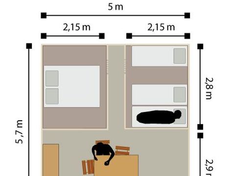 TENTE 5 personnes - Tente Meublée Confort 3 ch