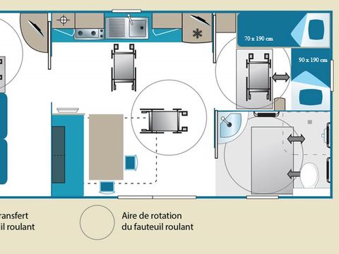 Mobilhome 4 personnes - Cottage 2 chambres 4pers Accessible PMR