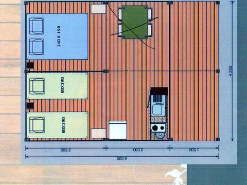 Tente en toile et en bois 4 personnes - Ecolodge (sur pilotis) sans sanitaires