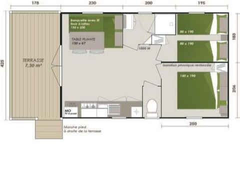 MOBILHOME 4 personnes - Eden - 25m² - 2 chambres - terrasse couverte 7m²