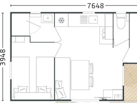MOBILHOME 4 personnes - Mobil home Confort - 25m² - 2 chambres - terrasse couverte côté