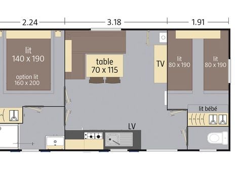 MOBILHOME 4 personnes - 4 pers clim