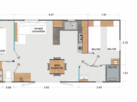 MOBILHOME 4 personnes - Premium 36m² (2 chambres) - terrasse semi couverte