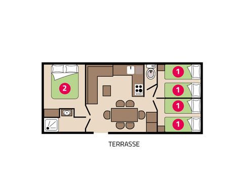 MOBILHOME 6 personnes - Famille Clim 6 personnes