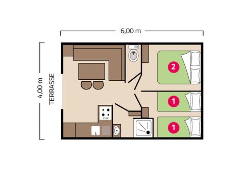 MOBILHOME 4 personnes - Palma Clim 4 personnes