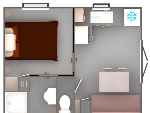 MOBILHOME 2 personnes - Cottage Privilège 1 ch -  TV