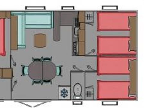 Mobilhome 6 personnes - Cottage Loisirs 32m² - 3 chambres (sans télévision)