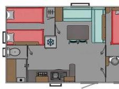 Mobilhome 4 personnes - Cottage Loisirs 24m² - 2 chambres (sans télévision)