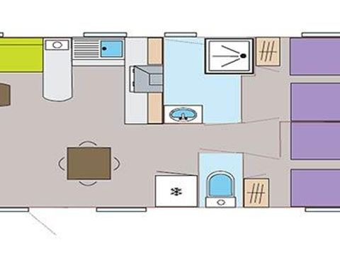 Mobilhome 6 personnes - Cottage Prestige GRAND CONFORT 40m² - 3 chambres + télévision + Terrasse