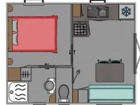 Mobilhome 2 personnes - Cottage Confort 20m² - 1 chambre + télévision