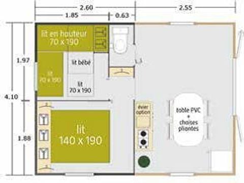 MOBILHOME 5 personnes - Tithome 2 chambres 21m² sans sanitaires
