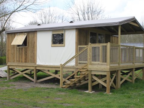 Tente en toile et en bois 4 personnes - Lodge Cosyflower LUXE PREMIUM