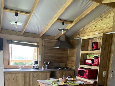 Tente en toile et en bois 4 personnes - Lodge Cosyflower LUXE PREMIUM