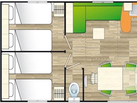 MOBILHOME 6 personnes - Standard 3 chambres 34m² + Terrasse non couverte