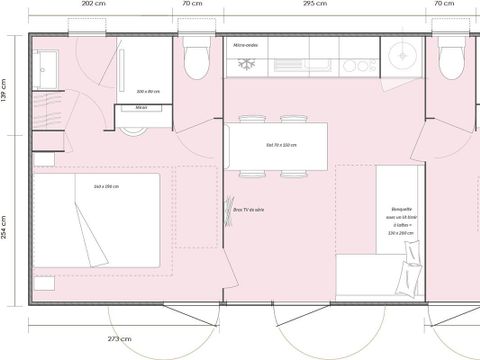 MOBILHOME 4 personnes - Premium 2 chambres 32m² + Terrasse semi-couverte  + 2 salles de bain