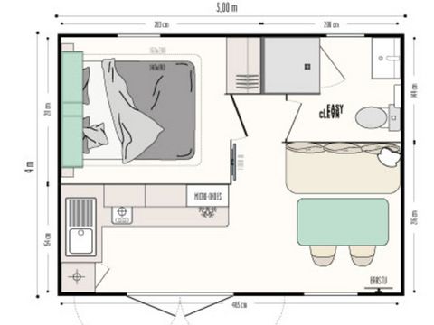 MOBILHOME 2 personnes - Mobil home Standard 1 chambre 18m² + Terrasse non couverte + TV