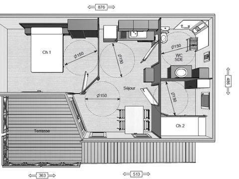 CHALET 4 personnes - Chalet Confort PMR 2 chambres 35m² + Terrasse intégrée + TV
