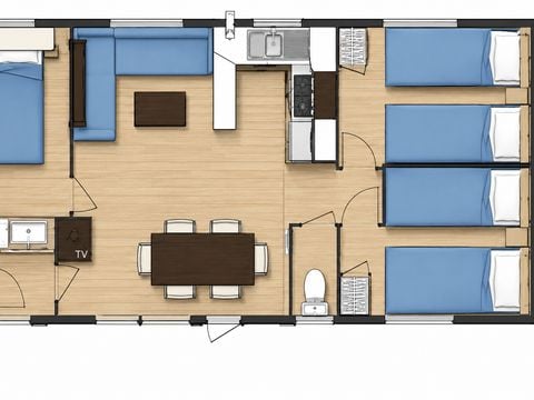Mobilhome 6 personnes - Familial - 3 chambres - Pergola