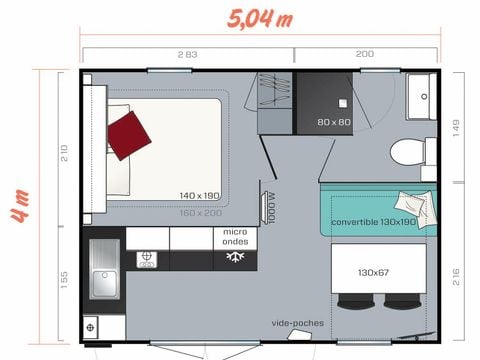 MOBILHOME 2 personnes - MH1 CAHITA 18 m²