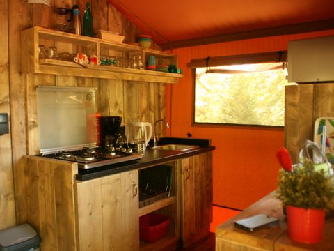 Tente en toile et en bois 5 personnes - SAFARI WOODY (sans sanitaires)