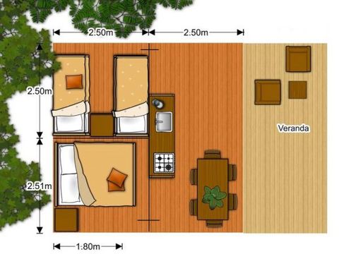 TENTE TOILE ET BOIS 5 personnes - SAFARI WOODY (sans sanitaires)