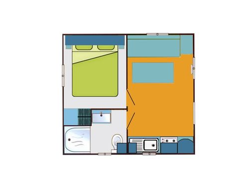 MOBILHOME 3 personnes - Equilibre 1 chambre 2/3 personnes