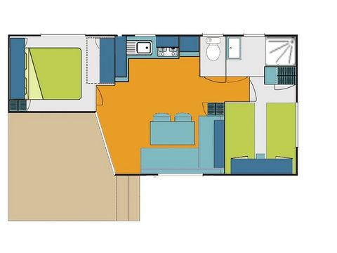 MOBILHOME 5 personnes - Equilibre 2 chambres 4/5 personnes