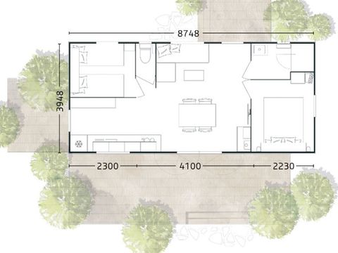 Mobilhome 4 personnes - 4 places - 2 chambres - Confort