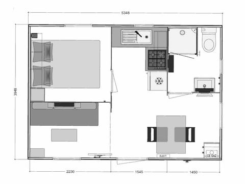 MOBILHOME 2 personnes - Mobile home Pénestin CONFORT 16m² (1chambre - 2 personnes) + Terrasse couverte + TV