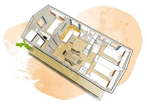 MOBILHOME 6 personnes -  3 Chambres Confort + Terrasse bois "new"