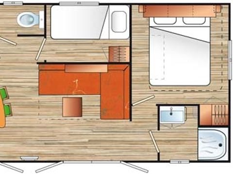MOBILHOME 8 personnes - CLASSIC 30-3LS (Mobil home Visio) - TV, 3 chambres (lits superposés), environ 30m²