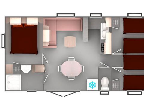 MOBILHOME 6 personnes - Mobil-Home Confort Genêt - 3 ch. - TV