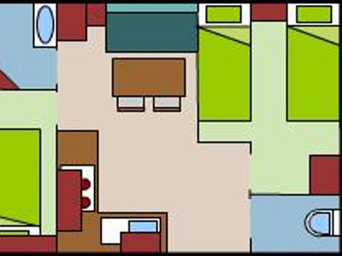 MOBILHOME 4 personnes - Mobil-home Confort VENUS 22m² - 2 chambres + terrasse semi couverte 9m²