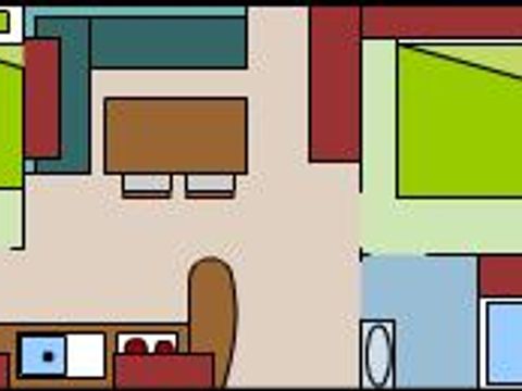 MOBILHOME 5 personnes - Mobil-home Standard MERCURE 27m² - 2 chambres + terrasse semi-couverte 11m²