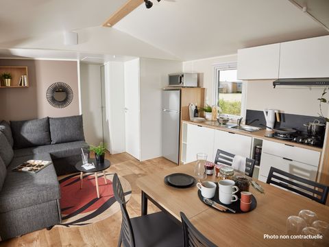 Mobilhome 6 personnes - NEW - Home Flower Premium 35 m² (3 ch - 6pers.)+ terrasse semi-couverte 18m² + LV + TV + Plancha