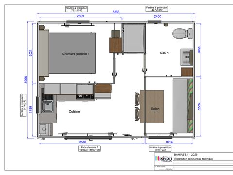 Mobilhome 2 personnes - PRIVILEGE - RUBINETTE - 1 chambre - SAMEDI