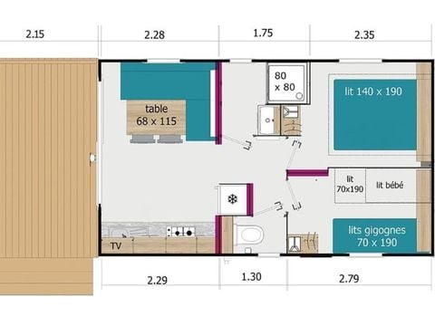 MOBILHOME 4 personnes - Lodge 75 confort