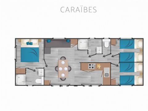 MOBILHOME 8 personnes - Premium Caraïbes - 6/8Pers 3Ch 2Sde 40m2