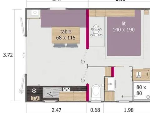 MOBILHOME 2 personnes - LODGE BOULEAU