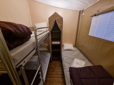 Tente en toile et en bois 5 personnes - Tente Safari wood lodge