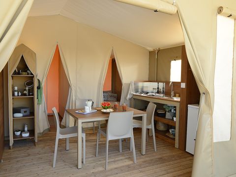 Tente en toile et en bois 5 personnes - Tente Safari wood lodge